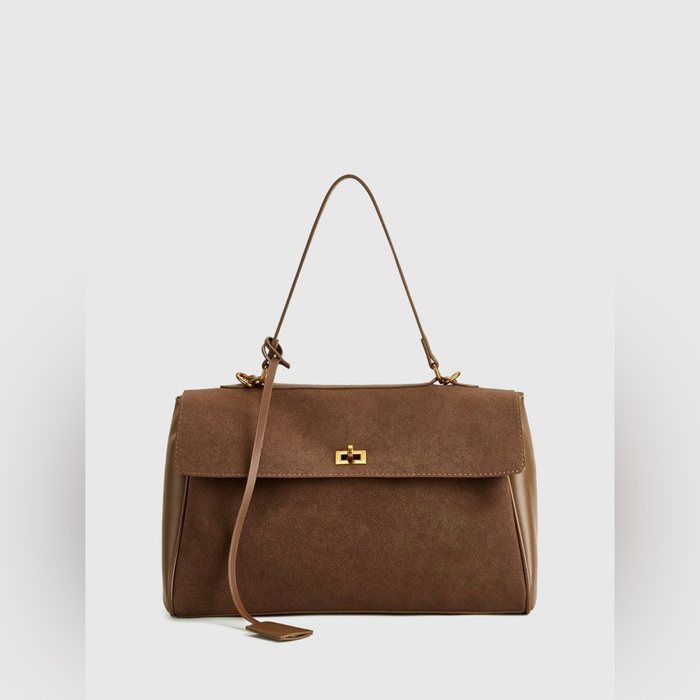 Commense Structured Utility Work Tote / Shoulder Bag | NWT | Brown - Picture 5 of 14